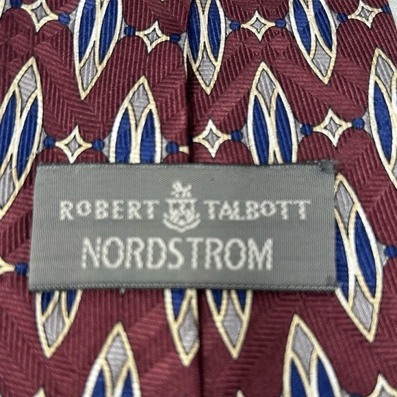Robert Talbott Nordstrom 100% Silk Mens Tie Necktie Red/Blue Geometric 4 x 58 - Picture 7 of 9